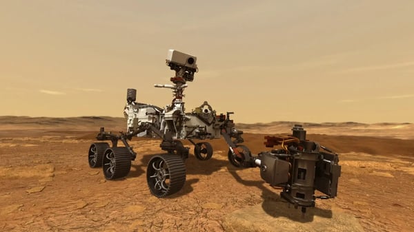 Perseverance Rover Collecting a sample